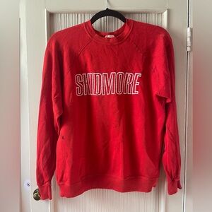 Destroyed Skidmore College vintage red sweatshirt